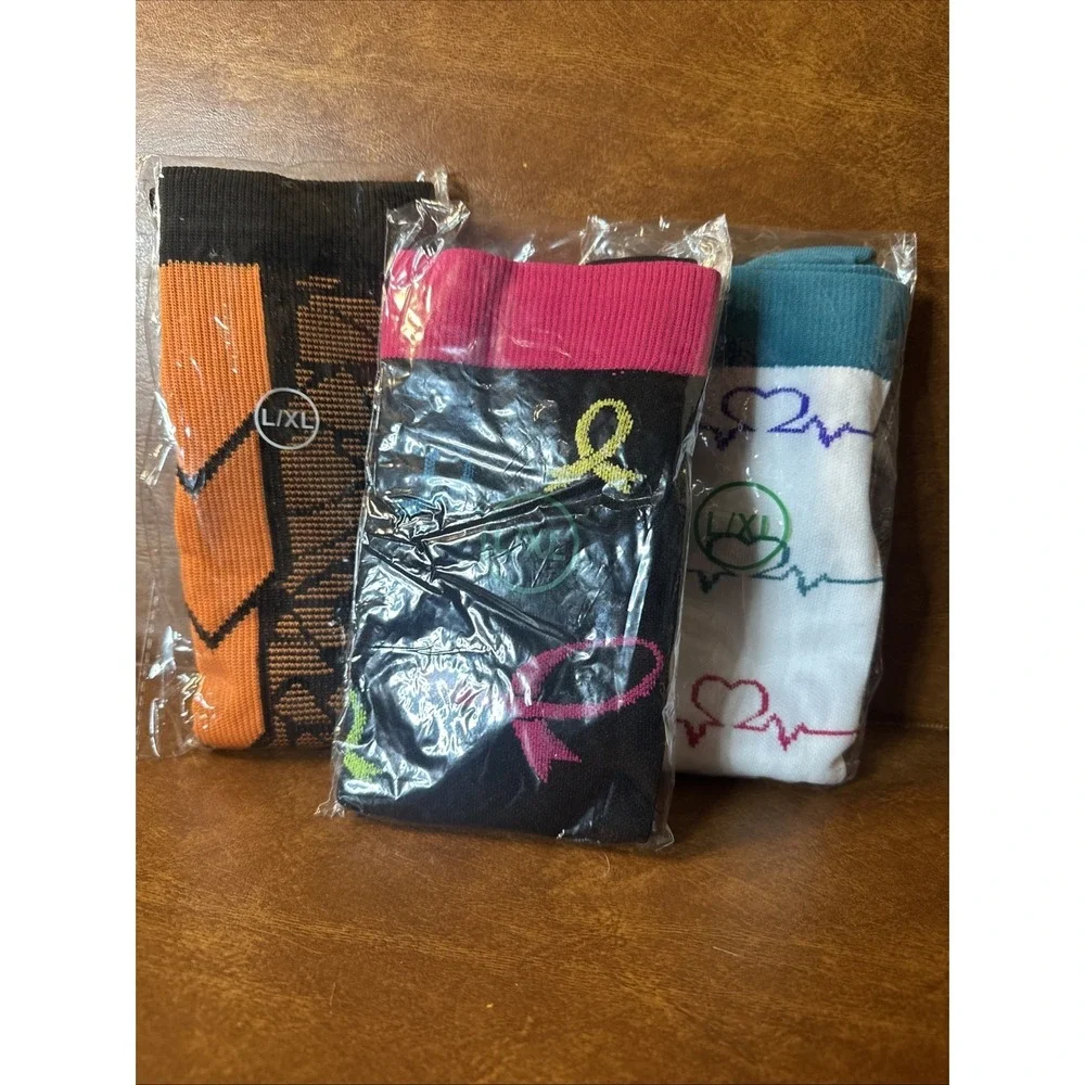 Lot Of 3 Colorful And Fun Compression Socks Women's L/XL